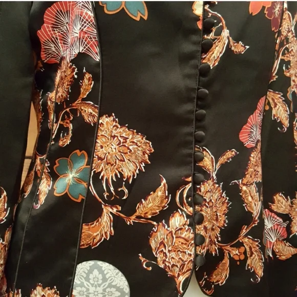 Vintage 100% Silk Japanese Style Mandarin Collar Blazer for Women - Psychedelic! - Picture 4 of 8